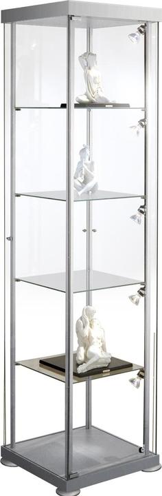 Kerkmann Square display case expoline, 4 glass shelves, aluminium silver (42.5 x 180 x 42.5 cm)
