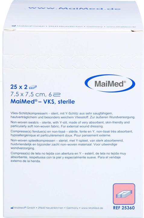 Actual product image MaiMed Fleece slit compresses 7,5x7,5cm 6-fold sterile, 25X2 pc COM