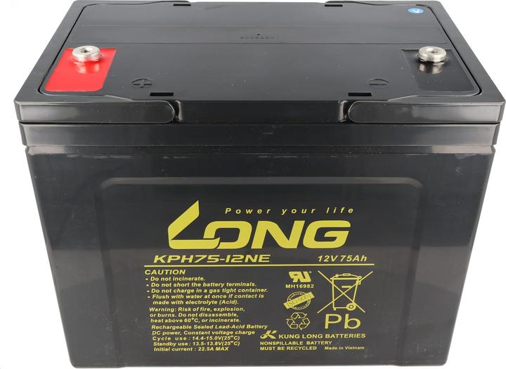 Actual product image Kung Long Akku KPH75-12NE mit M6 Innengewinde (12 V, 75 Ah)