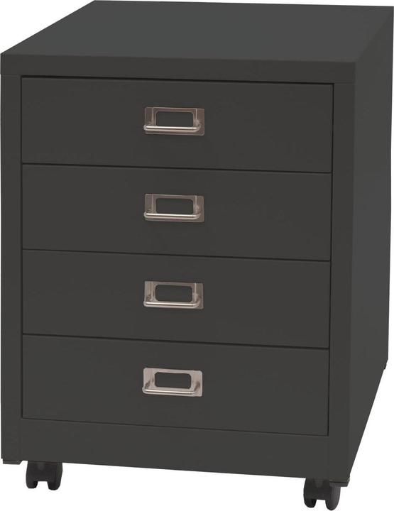 Mendler Contenitore per rotoli HWC-L49, metallo 55x40x41cm 4 cassetti, grigio scuro