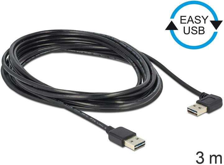 Produktbild Delock USB2.0 Easy Kabel, A-St.-A.St., gewinkelt (3 m, USB 2.0)