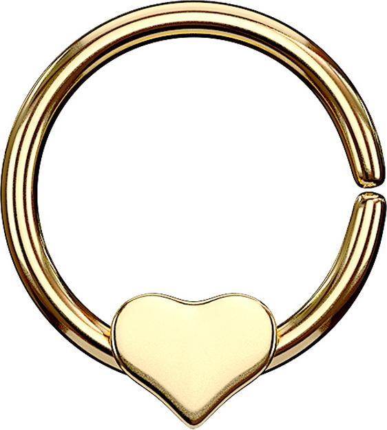 Star Piercing Micro Piercing Ring vergoldet mit Herz (Chirurgenstahl 316L, ohne Messing)