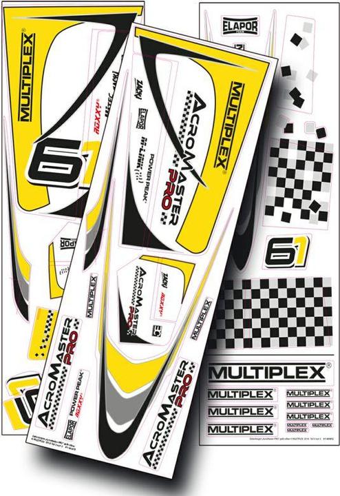 Actual product image Multiplex Decal sheetAcroMasterPROyellow silver
