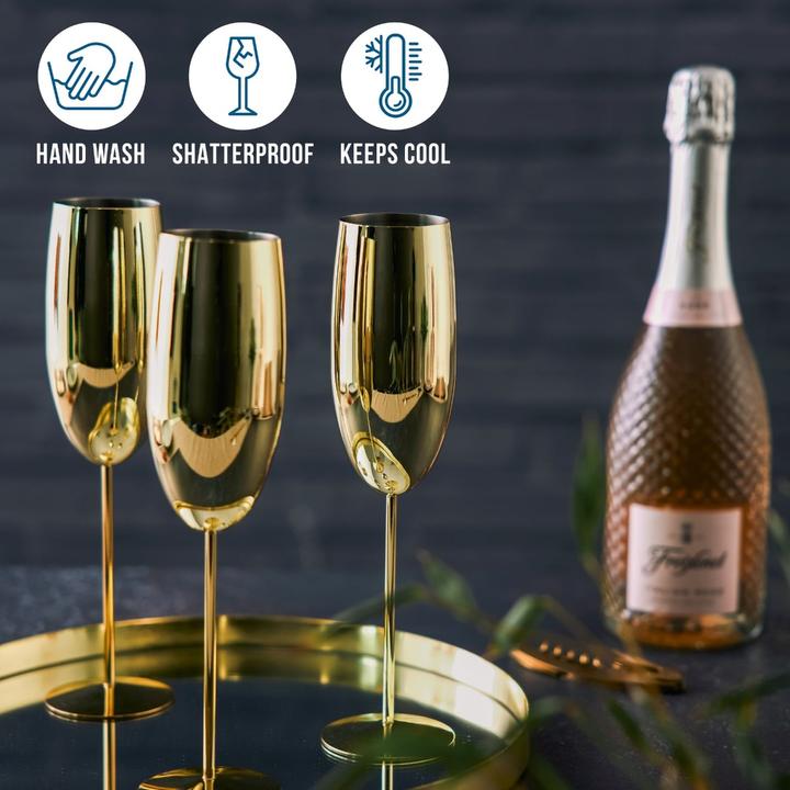 Produktbild Oak & Steel 4 Edelstahl Sektglaeser (28.50 cl, 4 Gläser, Sektgläser)