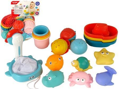Produktbild Lean Toys Wassertiere Badeset aus Gummigeflecht Meerestiere 17-teilig