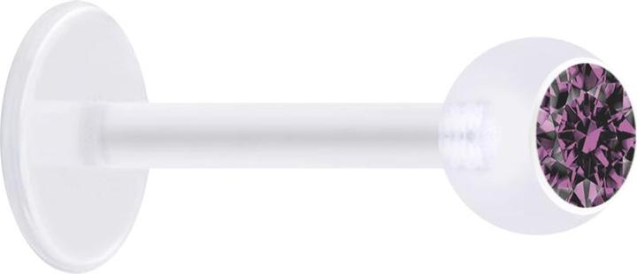Produktbild Star Piercing Micro Labret transparent mit Kugel und Kristall hellviolett (Bioflex, ohne Messing)