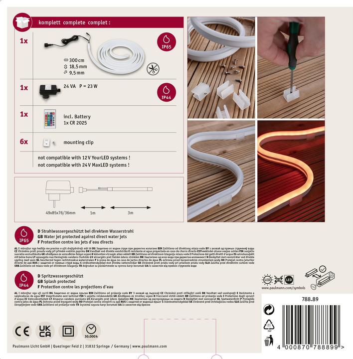 Actual product image Paulmann 78889 SimpLED Outdoor Stripe (White, 300 cm, Outdoor)