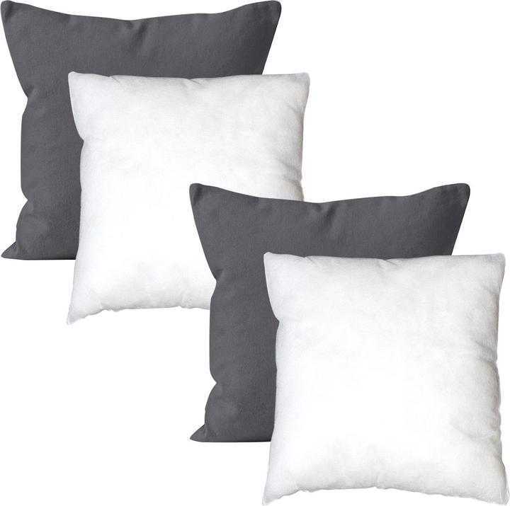 Casativo Copricuscino e cuscino di imbottitura in set da 4, antracite, 40 x 40 cm (40 x 40 cm)