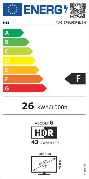 Energie-Label MSI MAG 274UPDFDE E16M (3840 x 2160 Pixel, 27")