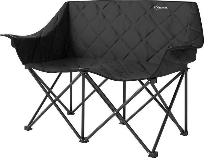 Swisshandel24 Faltstuhl faltbar 2 Sitzer Campingstuhl mit Kühltaschen Tragetasche Klappstuhl