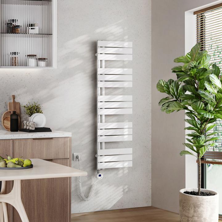 Image du produit Emke Sèche-serviettes électrique Panneau avec baguette chauffante avec minuterie, Blanc 1320x400mm 6 (600 W)