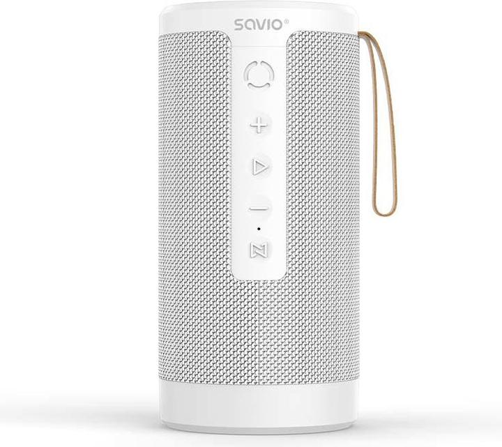 Savio BS-032 Głośnik Bluetooth STEREO, 2x5W biały, AUX, SD, TWS (8.50 h, Rechargeable battery operated)