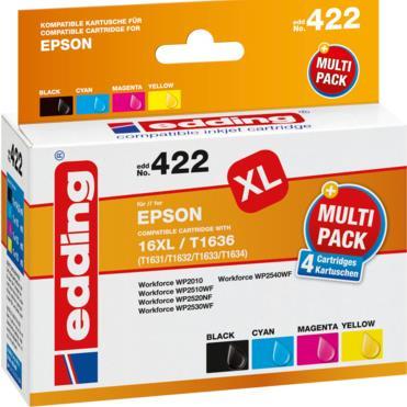 Energie-Label Edding Druckerpatrone ersetzt Epson T16XL Multipack 4 Kompatibel Schwarz, Cyan (BK)