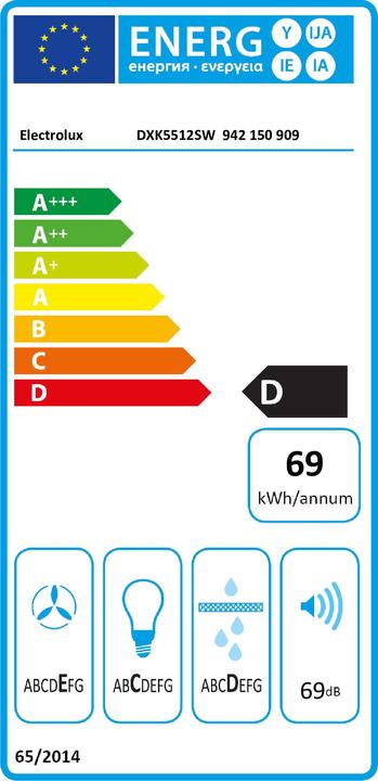 Label énergétique Electrolux DXK5512SW (Hotte intermédiaire)
