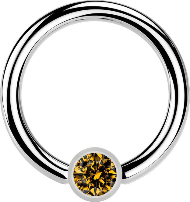 Star Piercing Ball Closure Ring silber und Kristall topaz (Chirurgenstahl 316L, ohne Messing)