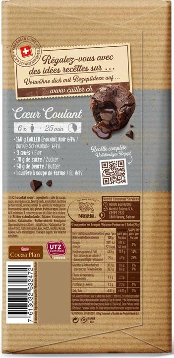 Immagine prodotto Cailler Dessert Tavoletta di Cioccolato Fondente 64% (200 g)