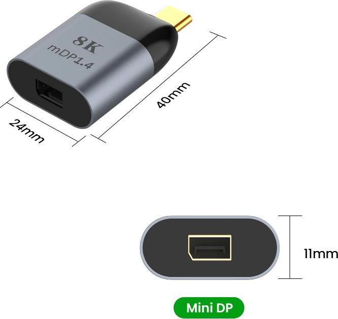 AAi Mobile Adaptateur USB-C vers miniDP 8K (Mini DP, 4 cm)