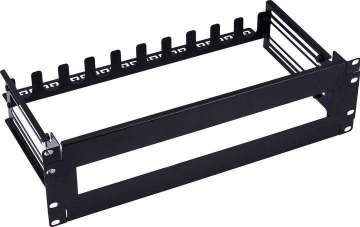 Produktbild InLine 19" Schutzschalterleiste 3HE, mit tiefenverstellbarer Hutschiene