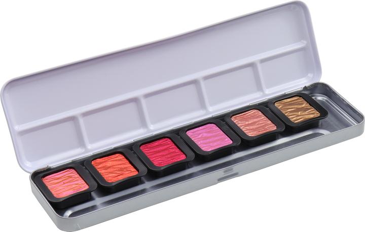 Actual product image Finetec 6 pearlescent colors - F0603S - WARM (incl. 1 flip-flop color) (Fuchsia, Autumn gold, Pink gold, Hazelnut, Ruby, Tangelo)
