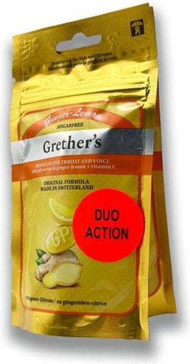 Grethers Ginger Lemon Pastillen ohne Zucker DUO 2 Beutel 75 g