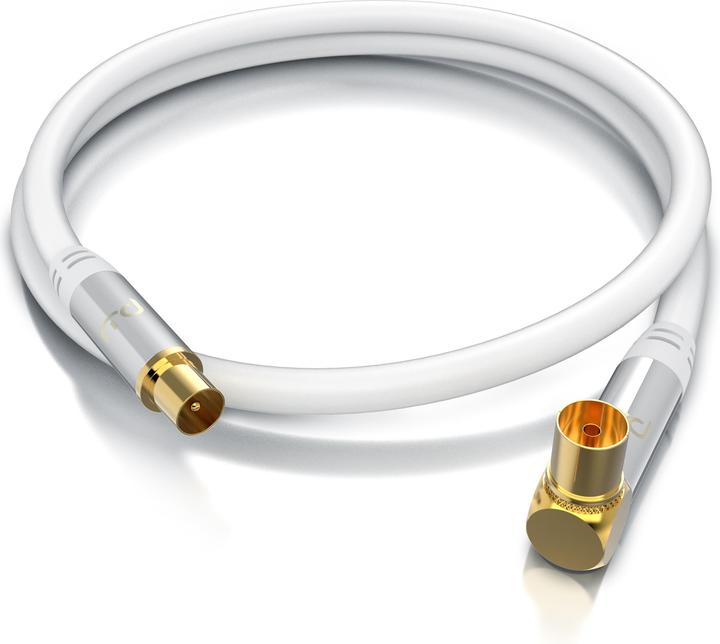 Image du produit Primewire Câble d'antenne coudé, câble coaxial 75 Ohm HDTV, radio, DVB-T DVB-T2 DVB-S2 TV Câble d'antenne (135 dB, Câble satellite)