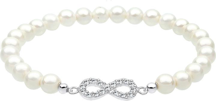 Elli Armband Infinity Perle Kristalle 925 Silber (18 cm, Glaskristall, Muschelkernperlen, Plastik, 925er Sterling Silber)