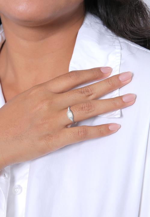 Produktbild Elli PREMIUM Ring Mondstein Quadrat Vintage 925 Silber (58, 925 Silber)