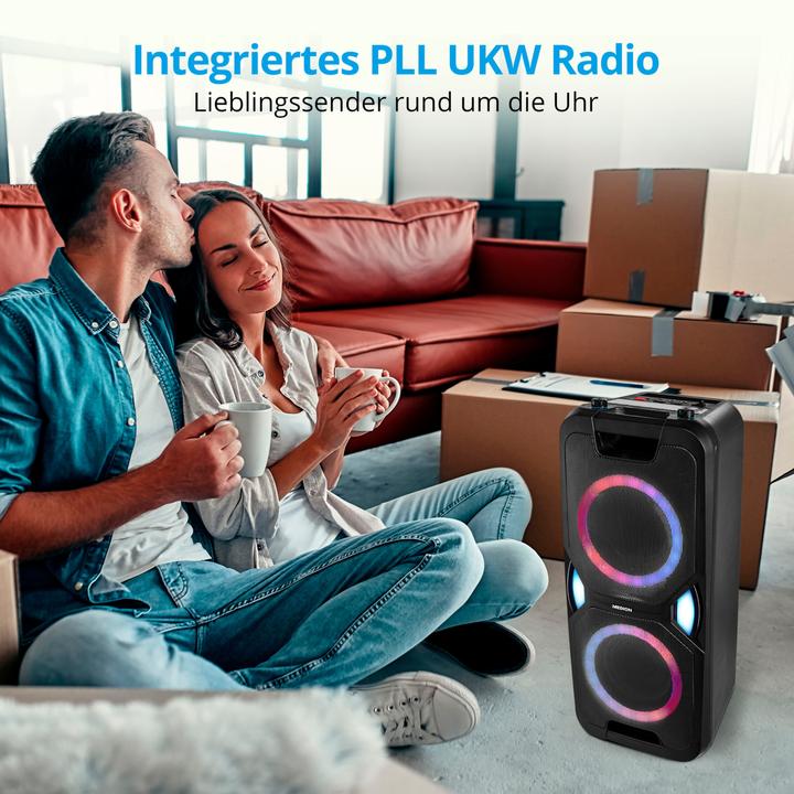 Produktbild Medion MD 44468 Partylautsprecher schwarz (15 h, Akkubetrieb, Netzbetrieb)