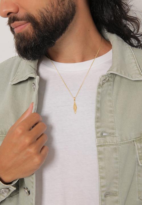 Actual product image Kuzzoi Necklace Men's Rhombus Marquise Ornament Used Look 925 Silver (925 Sterling silver, 60 cm)
