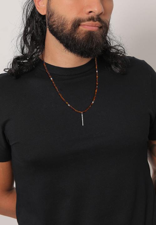 Immagine prodotto Kuzzoi Collana di pietre dure, perla, collana di perle (Occhio di tigre, Argento 925, Acciaio inossidabile, 60 cm)