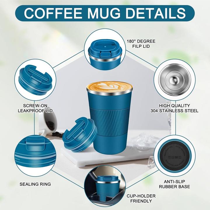 Actual product image ASMI Edelstahl Kaffeebecher, Thermobecher, Auto-Tumbler-Becher, 500ml (0.50 l)