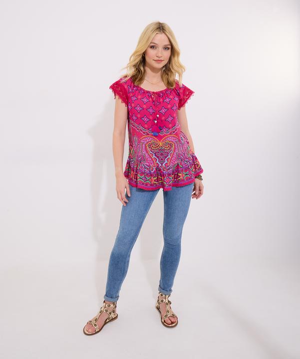 Immagine prodotto Joe Browns Printed Crochet Lace Trim Tassel Top (12)