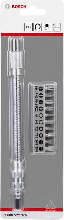 Produktbild Bosch Professional Zubehör 11 Stk. flexible Verlängerung aus Metall SDB (Kreuz Phillips PH M1, Kreuz Phillips PH M2, Kreuz Phillips PH M3, Kreuz Pozidriv PZ M2, Innensechsrund TX M25, Sechskant (hexagonal) M4, Sechskant (hexagonal) M5, Innensechsrund TX M20)