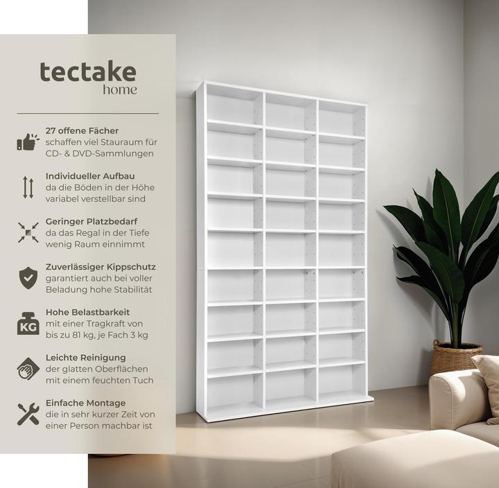 Produktbild tectake Medienregal (102 x 23.5 x 180 cm)