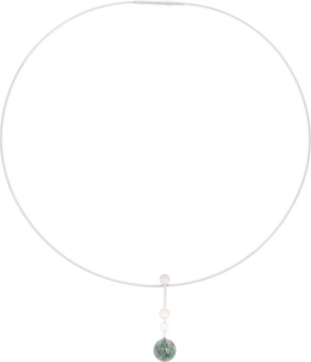 Xen Atelier Collier mit Moosachat und Süsswasserzuchtperle 42 cm (Edelstahl, 42 cm)