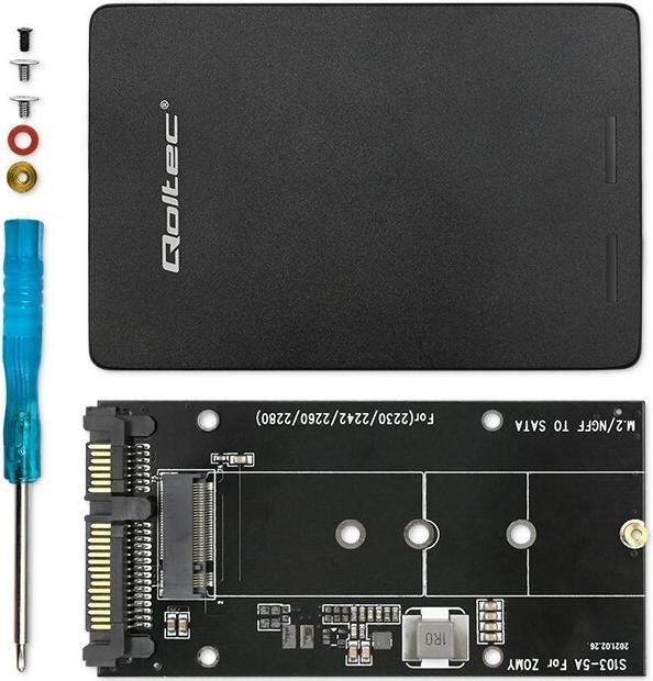 Actual product image Qoltec Adapter für M.2 SSD | SATA NGFF zu SATA III | 2TB | Superschnell 6Gb/s | Schwarz