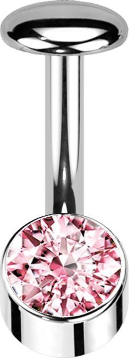 Actual product image Star Piercing Threadless Labret-Stab Banane silber Zylinder silber Kristall pink (Titanium)