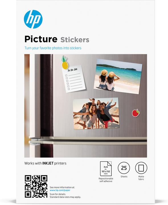 Actual product image HP Picture Sticker, 10x15cm, 25 Blätter (99 g/m², 10 x 15 cm, 25 x)