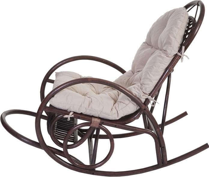Produktbild Swisshandel24 Schaukelstuhl, Schwingsessel Rattansessel, braun - Auflage creme