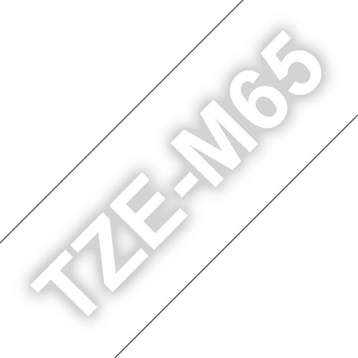 Actual product image Brother Matt laminated label tape cassette TZeM65 White on transparent background, TZe, 8 m, 3.6 cm (3.60 cm, Transparent)