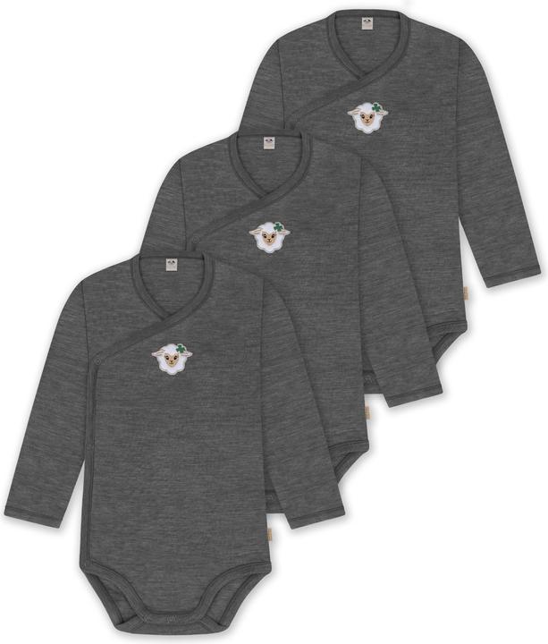 Produktbild Normani 3er Pack Merino Baby-Body langärmeliger Wickelbody für 0-24 Monate - 9349 (68)
