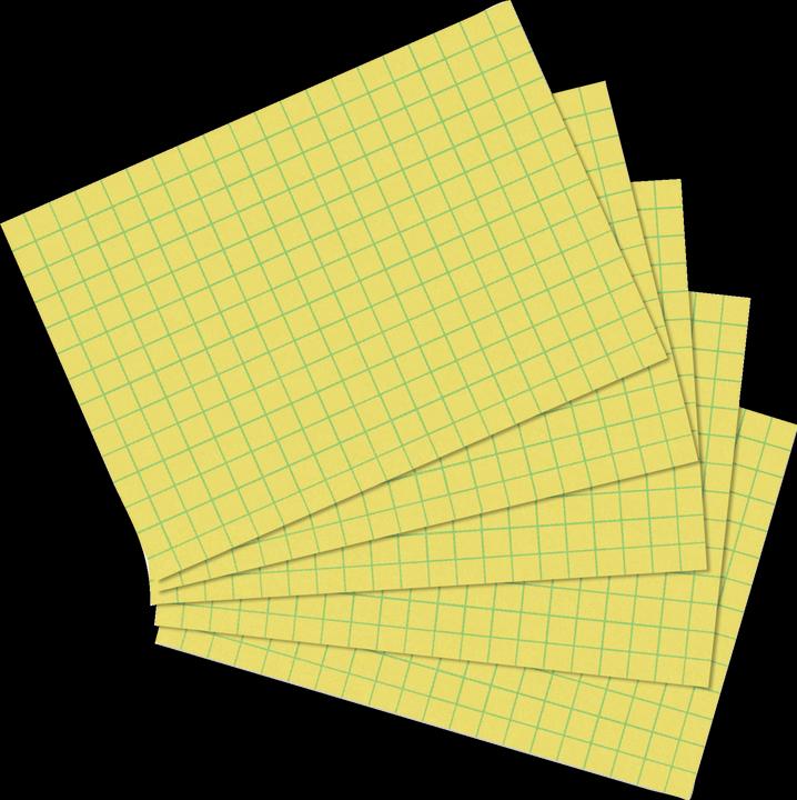 Produktbild Herlitz Karteikarten, DIN A6, kariert, gelb aus Papier, 170 g-qm, holzfrei, 5 mm kariert, Linienfarbe: (A6, 170 g/m², 100 x)