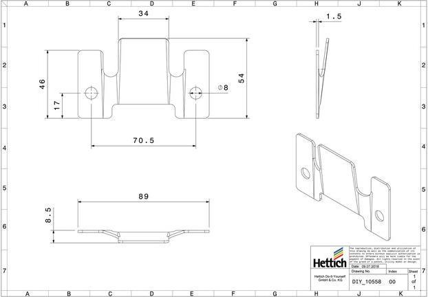 Image du produit Hettich Universalverbinder 46 x 89 mm (1 pcs)