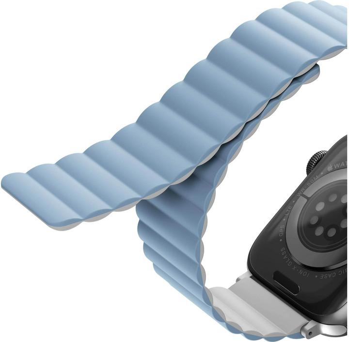 Actual product image Uniq pasek Revix Apple Watch Series 1/2/3/4/5/6/7/8/SE/SE2 38/40/41mm. Reversible Magnetic biały-nie (Silicone, Stainless steel)