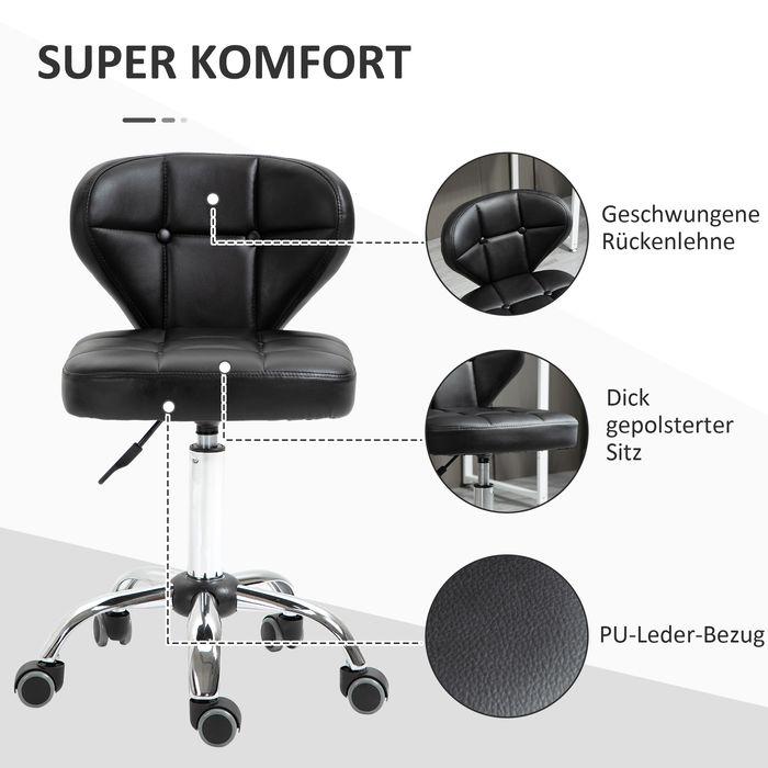 Produktbild Swisshandel24 2er-Set Rollhocker mit Rückenlehne drehbar, höhenverstellbar 45 x 47 x 72-87 cm