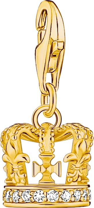 Thomas Sabo Charm-Anhänger LONDON Krone mit weissen Steinen vergoldet (925er Silber)