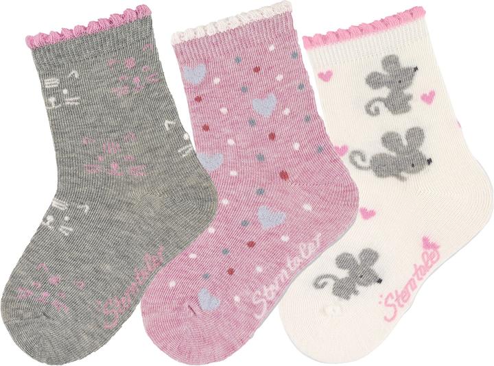 Sterntaler Socken 3er Pack Katze, Herz und Maus (3er Pack, 23 - 26)