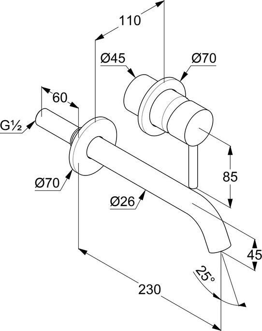 Produktbild Kludi BOZZ Zweiloch Waschtischarmatur, Auslauf 23 cm