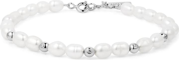Ania Haie Silver Freshwater Pearl and Bezel Set Armband (16.50 cm, 925er Silber)