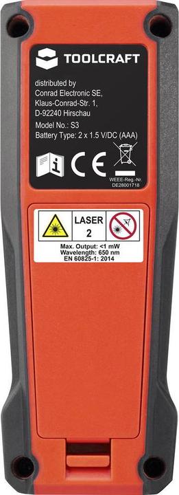 Actual product image Toolcraft Laser distance meter 20 metres (20 m, 650 nm)